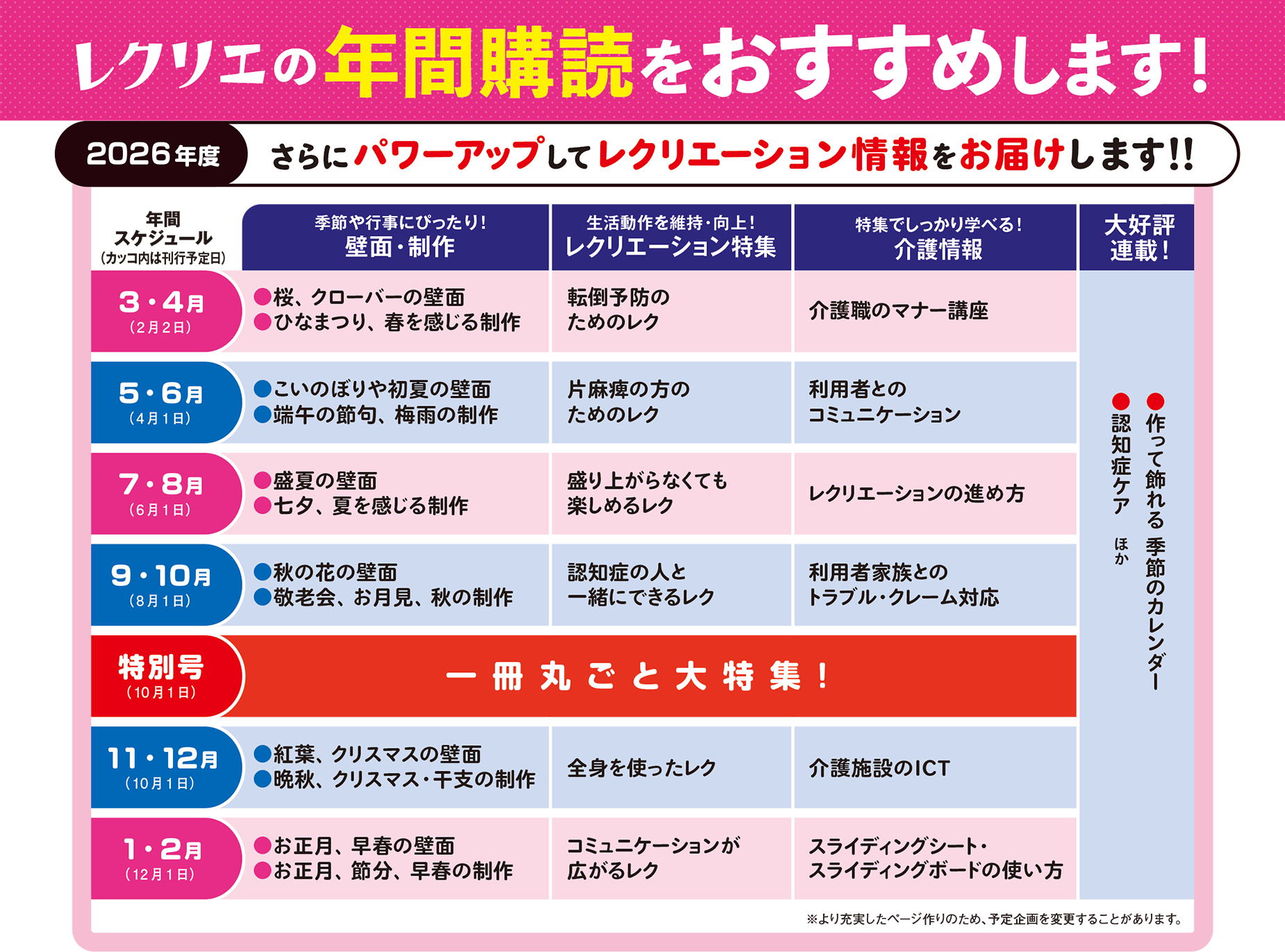 年間スケジュール 2026年度