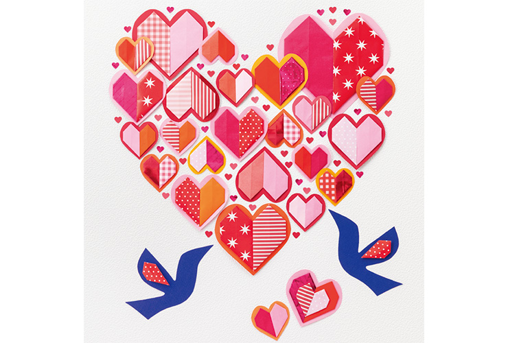 ブロックおりがみで作る「ハートの壁飾り」