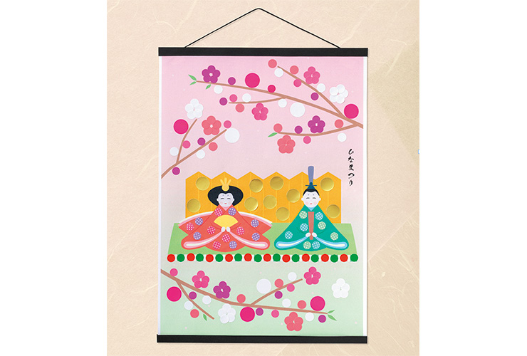 丸シールで作る「おひなさまの壁飾り」